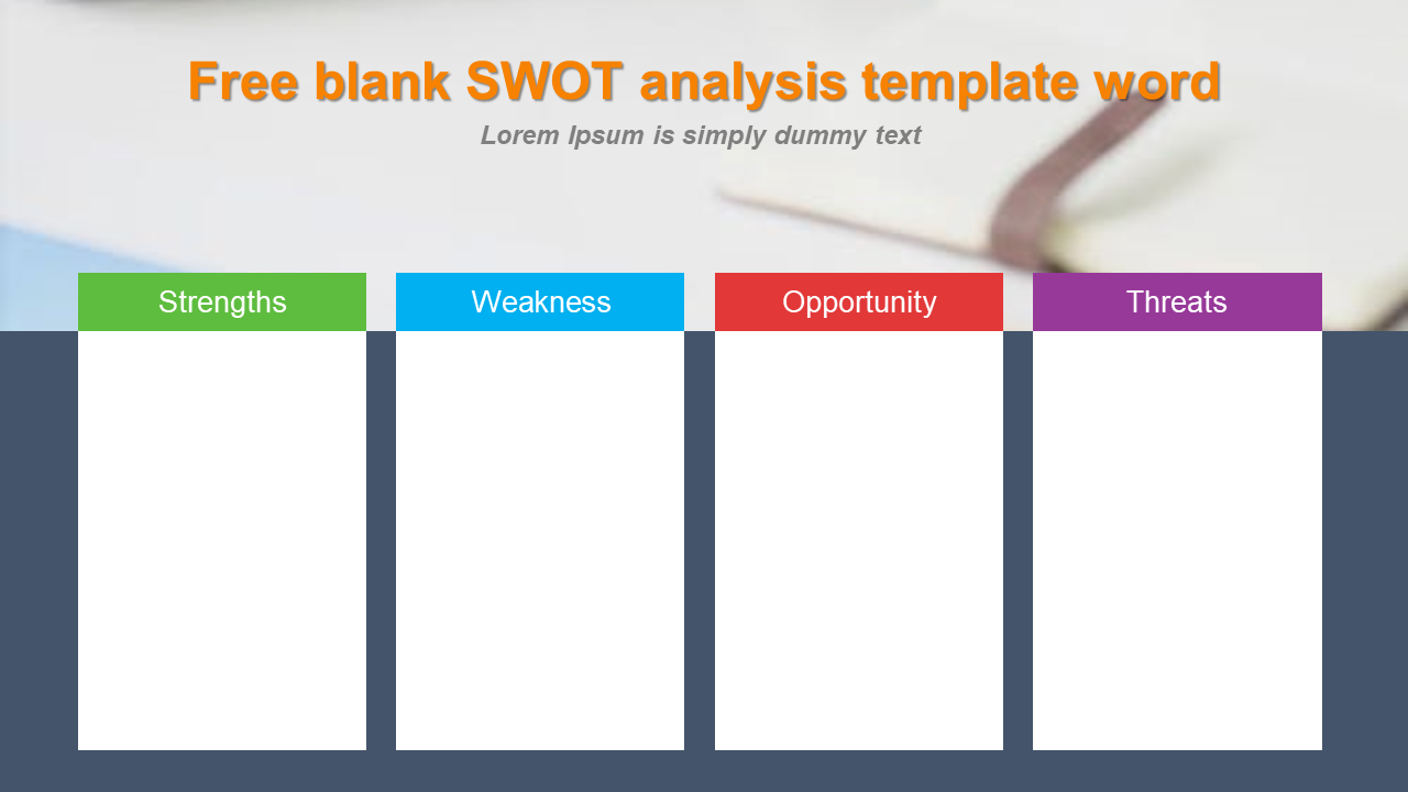 Multi-Color Free Blank SWOT Analysis Template Word